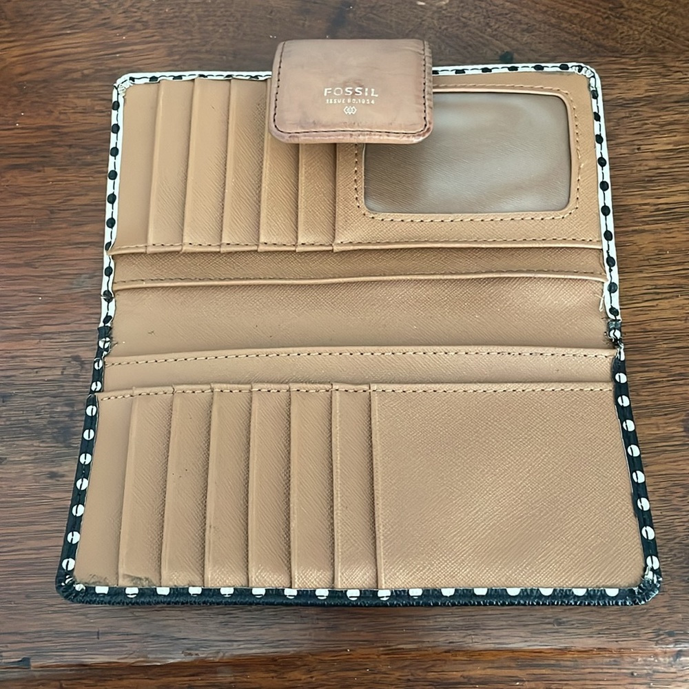 Fossil Black and White Polka Dot wallet Clutch - Picture 2 of 4